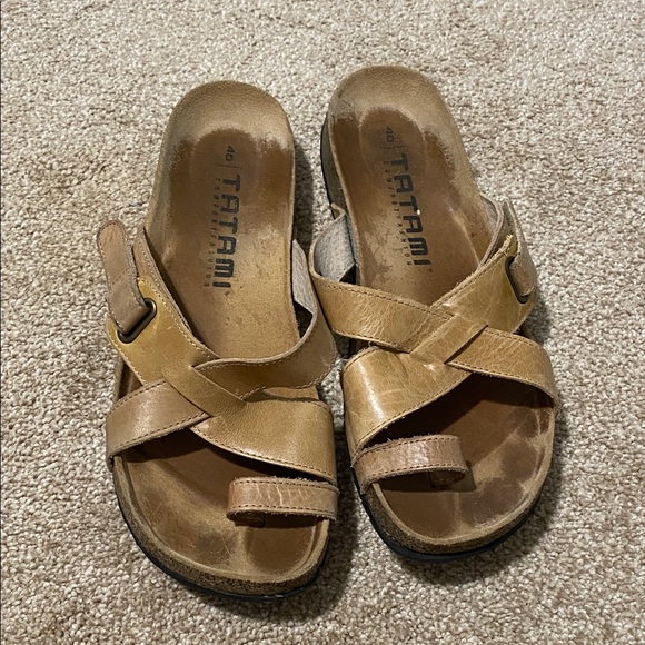 Tatami Birkenstock Tan Leather Sandals 40 - Picture 2 of 6